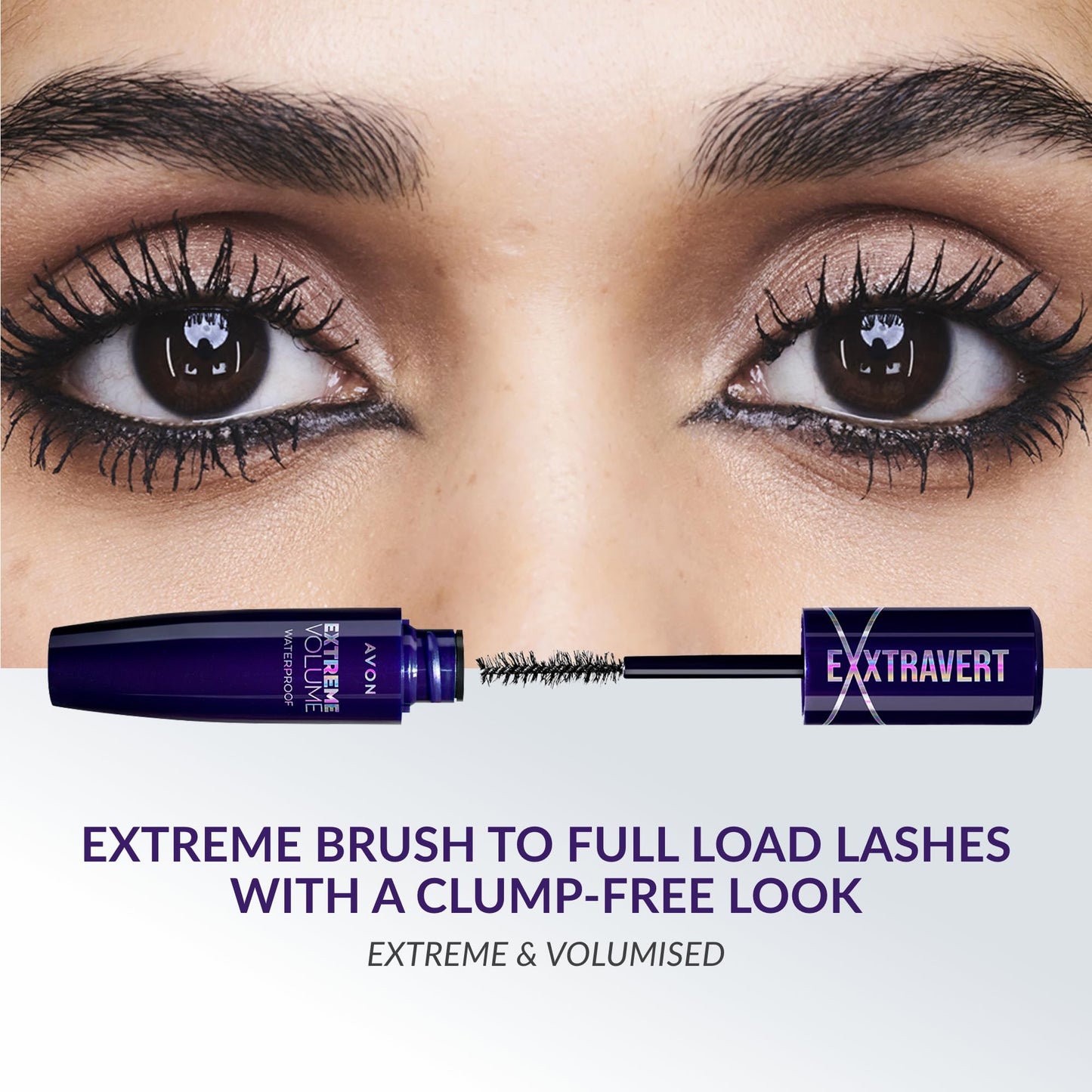 Avon Exxtravert Extreme Volume Mascara 9.5ml, With Silk-like Fibres For Extreme Volume And Buildability, For a Clump-free Look, Cruelty Free, Blackest Black