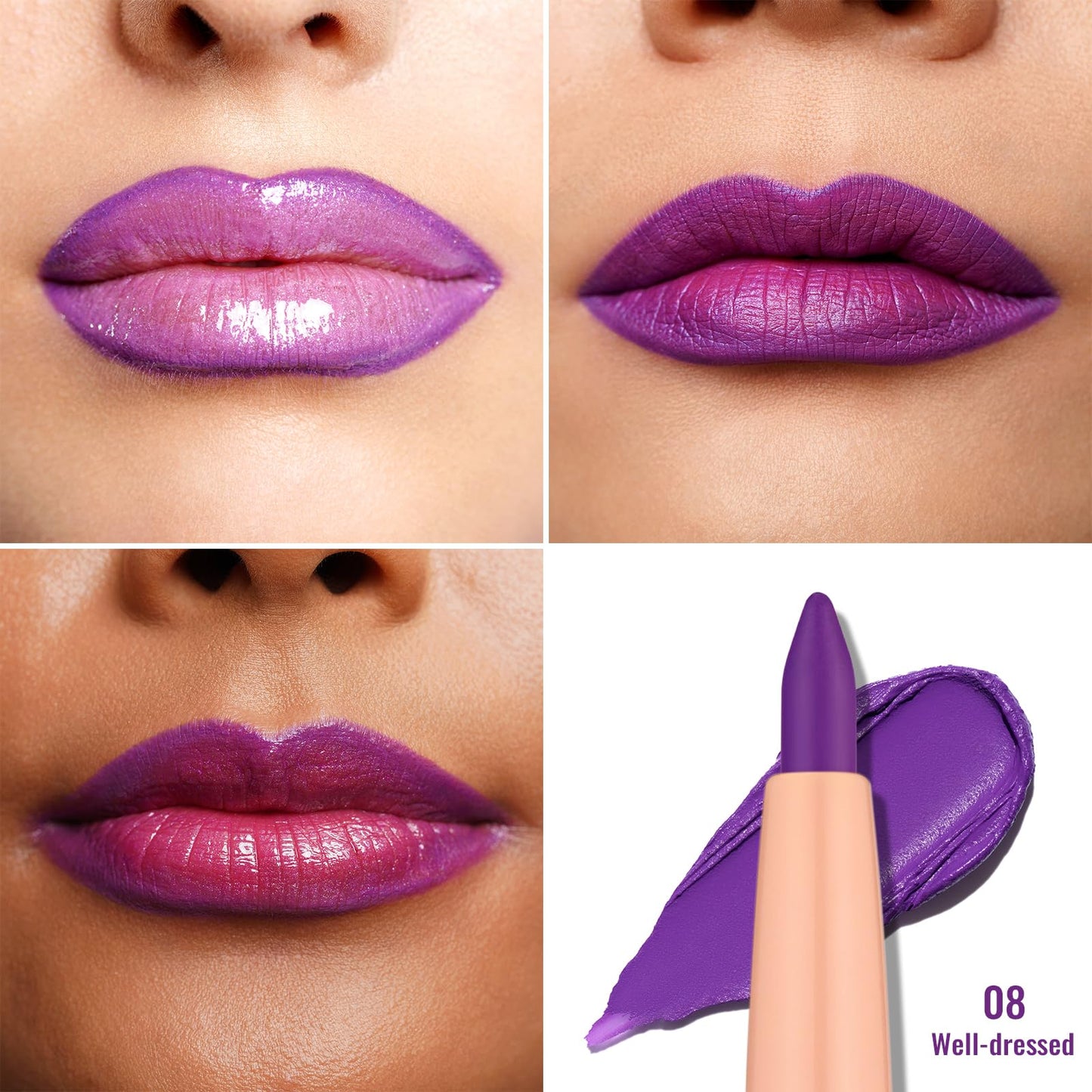 Oulac OULAC Matte Purple Lip Liner, Waterproof Lipliner Pencil Lasts 24H +, Highly Pigmented, Smooth and Smudge-proof Formula, Contour Your Lips, Vegan (08) Well-dressed