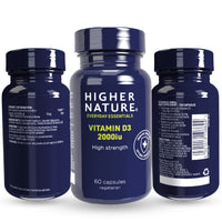 HIGHER NATURE Higher Nature - High Strength - Vitamin D3 2000iu - Immune System Support - Bone & Muscle Support - Vegetarian Friendly - 120 Capsules