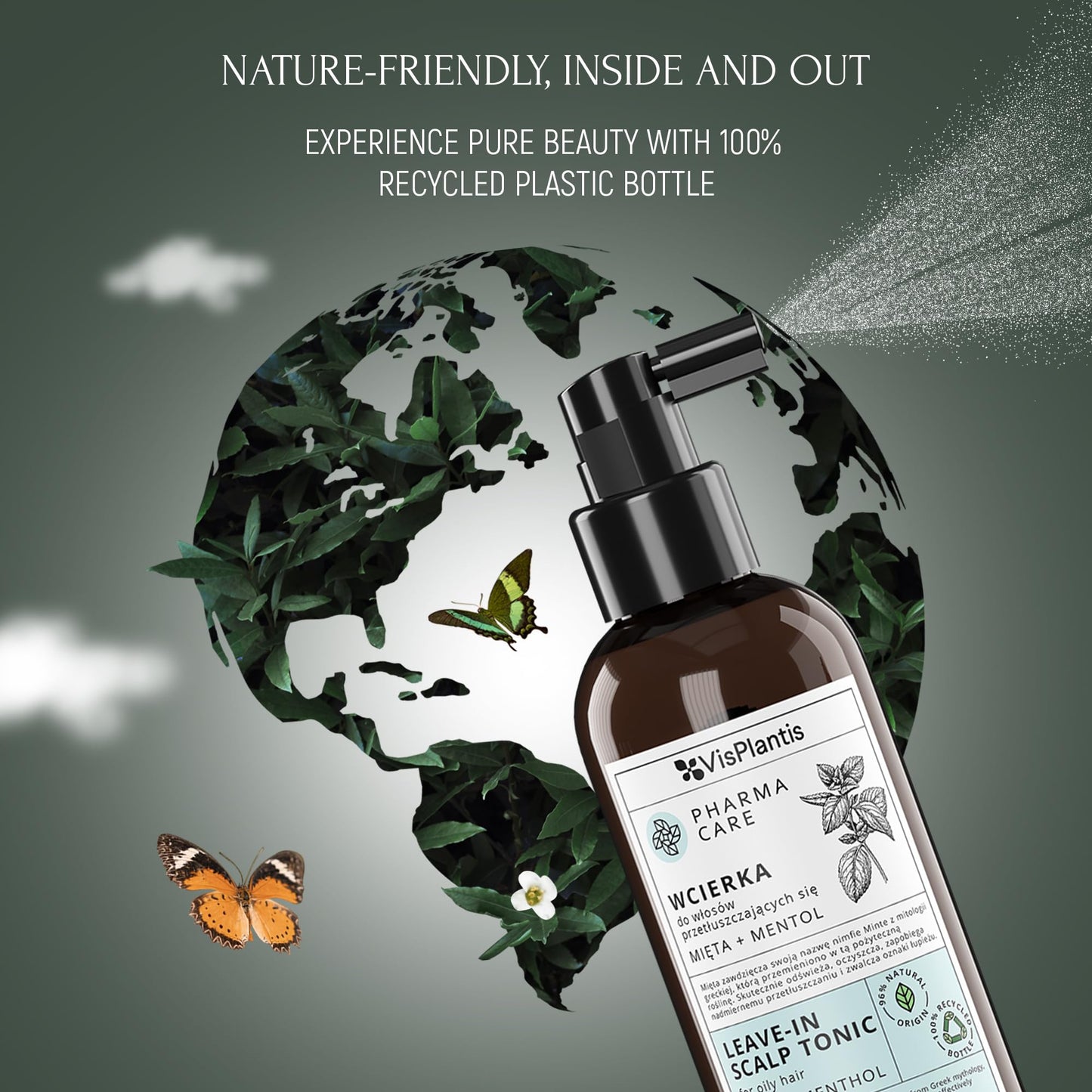 Vis Plantis Leave-in Scalp Tonic with Mint & Menthol - 150 ml Sebum Control Lotion for Oily Hair & Roots - Oily Scalp Moisturiser, Soothing & Cooling Hair Tonic - Nourishing Greasy Hair Care Treatment