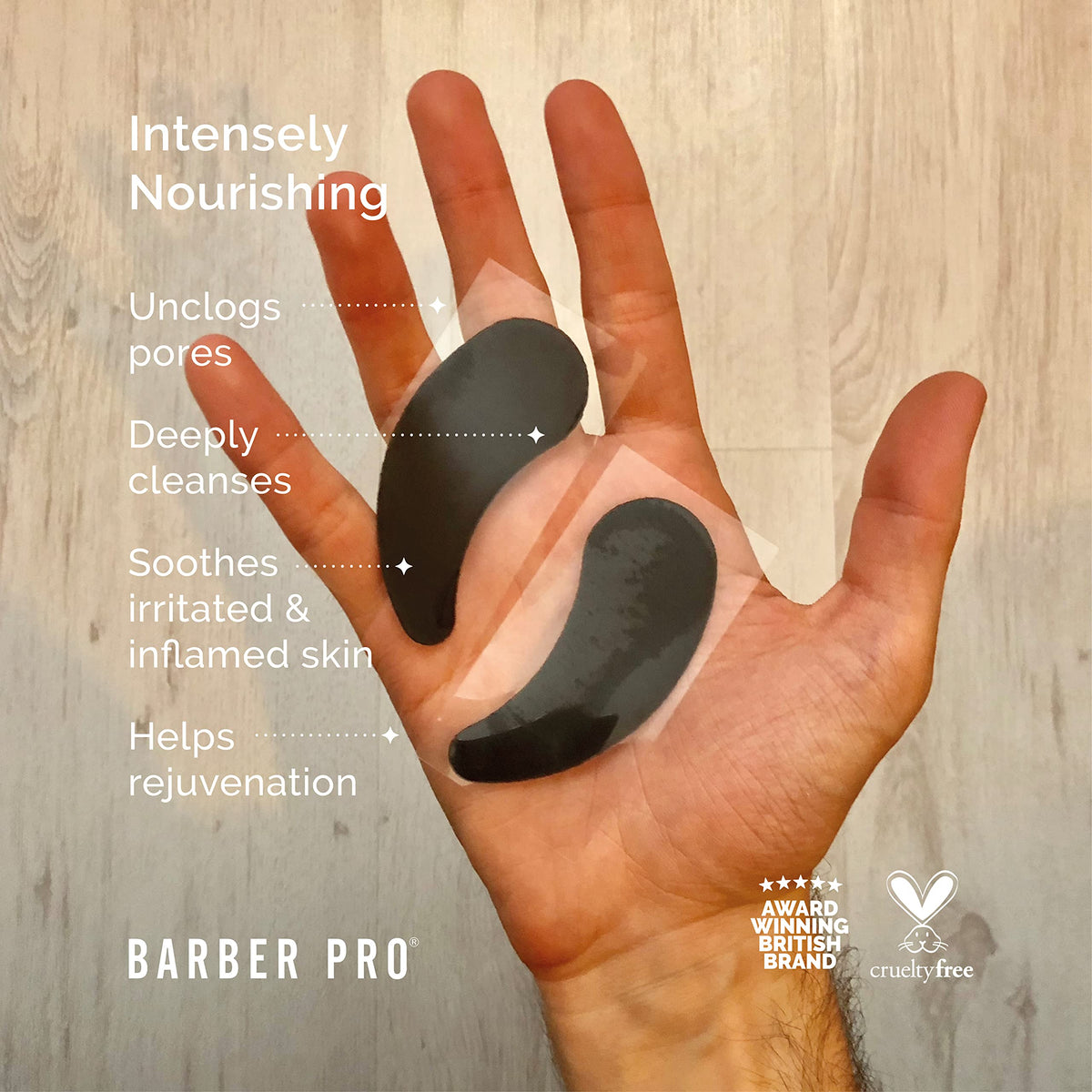 BARBER PRO UNDER EYE MASK Mens Eye Patches Activated Charcoal & Volcanic Ash Gel Pads Natural Anti-Ageing Skincare for Puffy Eyes Vegan Multi Award Winning Brand 3 Pairs