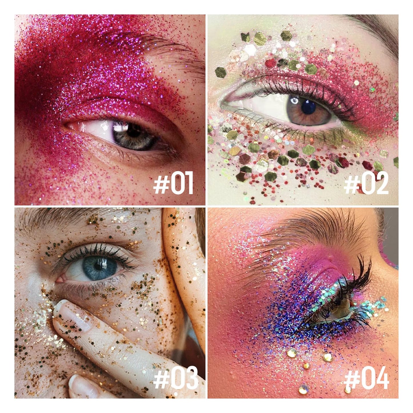 KYDA Body Glitter Stick, Chunky Glitter Gel for Face Body Hair, Sparkling Holographic Mermaid Sequins Paint, Waterproof Multiuse Makeup Glitter Gel, Silver