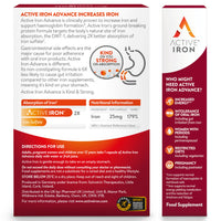 Active Iron Advance 25mg Iron Supplement | Non- Constipating | Clinically Proven to Increase Iron Levels | Fights Tiredness & Fatigue | 30 Daily Capsules