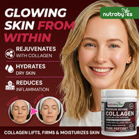 NUTRABYTES Bovine Collagen Powder 10000mg | Grass Fed Hydrolysed Collagen Peptides Type 1 & 3 | Unflavoured | Skin Hair Nails | 19 Amino Acids | Kosher Halal Certified | Women & Men | 30 Day Supply