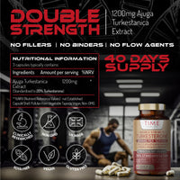 Time Health New: Turkesterone - 120 Capsules / 40 Day Supply - Double Strength 20% Standardised - 1200mg - Muscle Growth & Recovery - Athletic Performance - Ajuga Turkestanica Extract - UK Made - GMP
