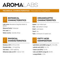 Aroma Labs ORGANIC - MACADAMIA Oil - 50mL - 100% Pure, Natural, Cold Pressed and AB Certified - AROMA LABS (French Brand)