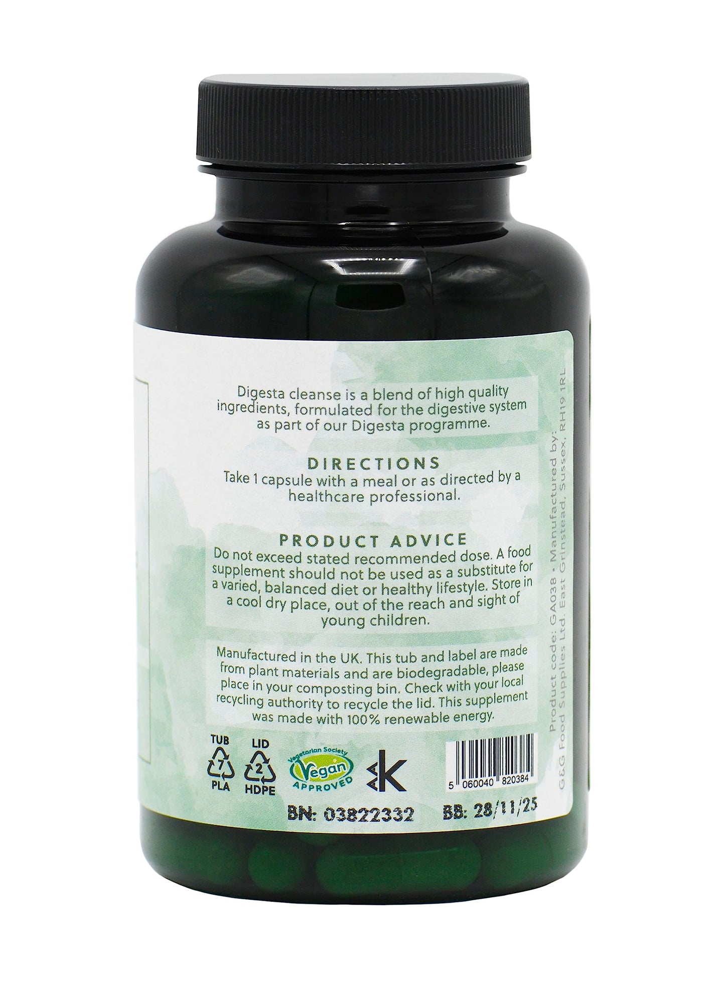 Digesta Cleanse Supplement | Oregano, White Willow Bark, Garlic, Clove, Quercetin, Ginger | 120 Vegan Capsules | G&G Vitamins