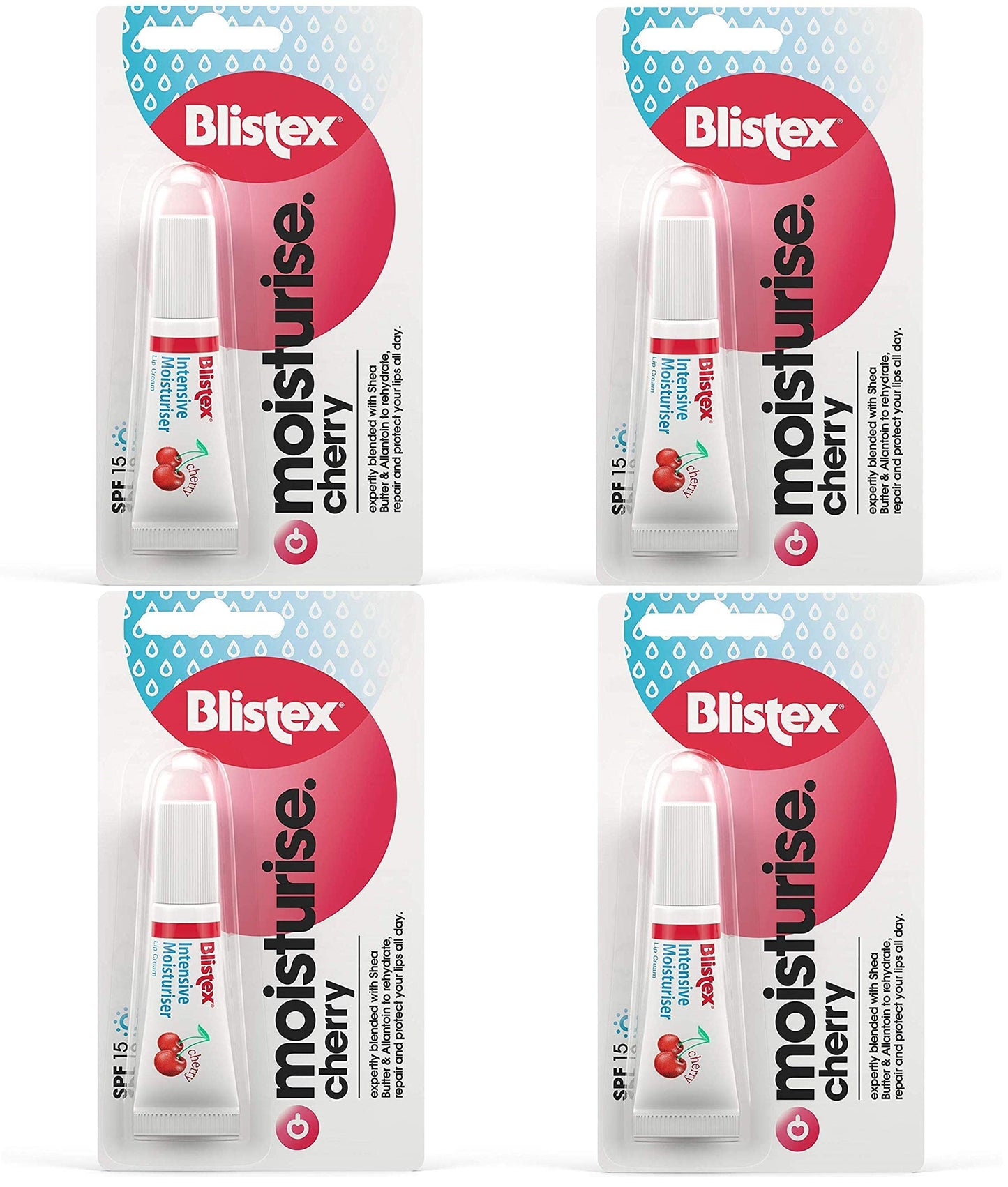 Blistex Intensive Moisturiser Cherry Lip Balm SPF 15 Hydrating & Nourishing Lip Moisturiser 6 ml (Pack of 4)