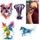glaryyears Glaryyears Watercolor Animal Temporary Tattoos for Women Adults, 5 Pack Large Big Fake Creative Tattoo Stickers, Perfectly on Body, Rock Art, Tumblers, Smooth Surfaces