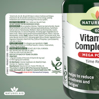 Natures Aid Vitamin B Complex 100mg – High Strength B Vitamins for Energy, Metabolism, Nervous System & Immune Support – Vegan, Gluten-Free, Non-GMO – Natural Supplement – 60 Tablets