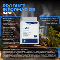NADH 10mg | 30 Capsules | Energy Supplement | Energy Booster, NAD+ Supplement, Active Form of Vitamin B3 | Vegan Friendly - GMP Certified Product | Made in The UK by Hellenia