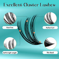 GEMERRY DIY Cluster Eyelash Extensions Kit with Lash Bond and Seal and Applicator for Beginners 280 PCS Individual Lash Cluster Kit 0.07D 10-18 Mix, DIY at Home (30D+40D-0.07D,10-18MIX-KIT)