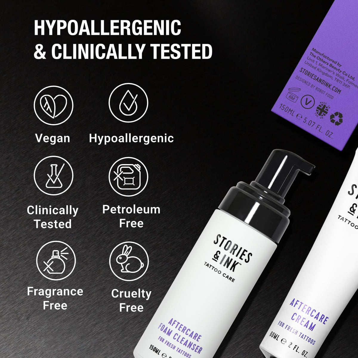Stories & Ink Tattoo Care Stories & Ink Tattoo Aftercare Duo - 2-Step Routine for Fresh Tattoos, Contains: Cream & Foam Cleanser