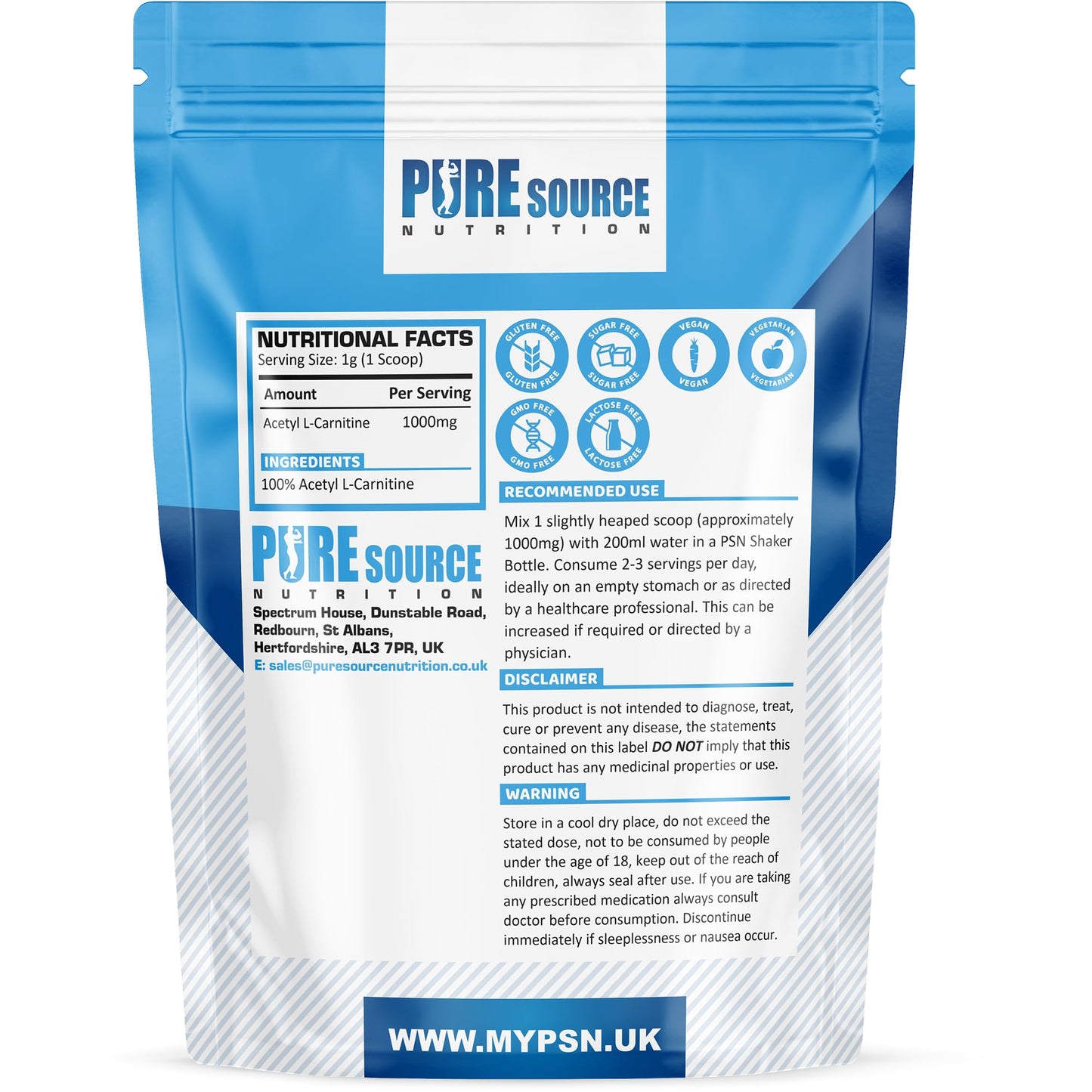 Pure Source Nutrition Pure Source Nutrion Acetyl L-Carnitine 500g