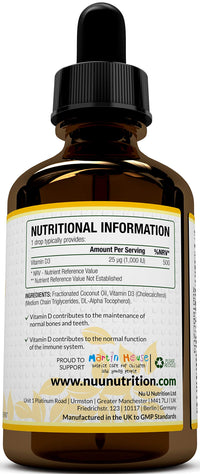 Vitamin D Drops 1000 IU 10,000 IU per 10 Drops - 50% More 90ml Equivalent to 3000 Drops - High Strength Liquid D3 in MCT Oil with Flexible Dosage - High Strength Vitamin D Supplement
