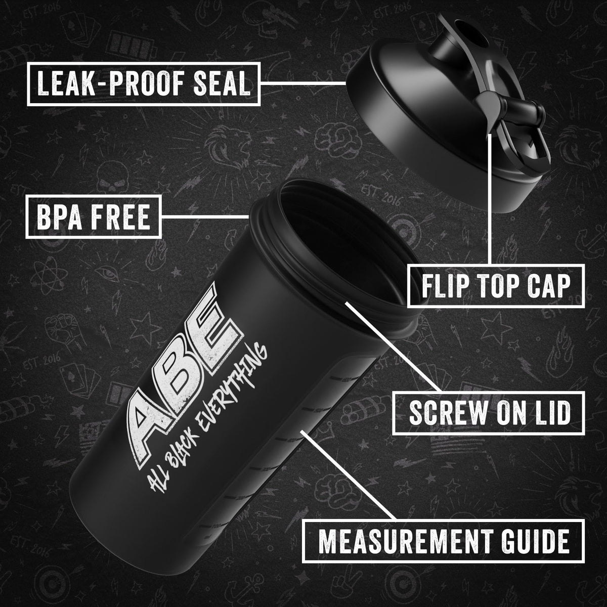 Applied Nutrition Bundle ABE Pre Workout 375g + ABE Black Shaker 700ml | All Black Everything Pre Workout Powder, Energy Drink, Physical Performance, Creatine, Beta Alanine, Caffeine (Baddy Berry)
