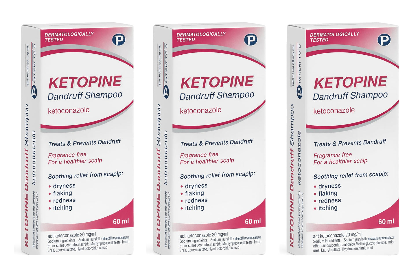 Asrev Healthcare Ketopine 2% Ketoconazole Anti-Dandruff Shampoo 6 x 60ml (6 PACK)