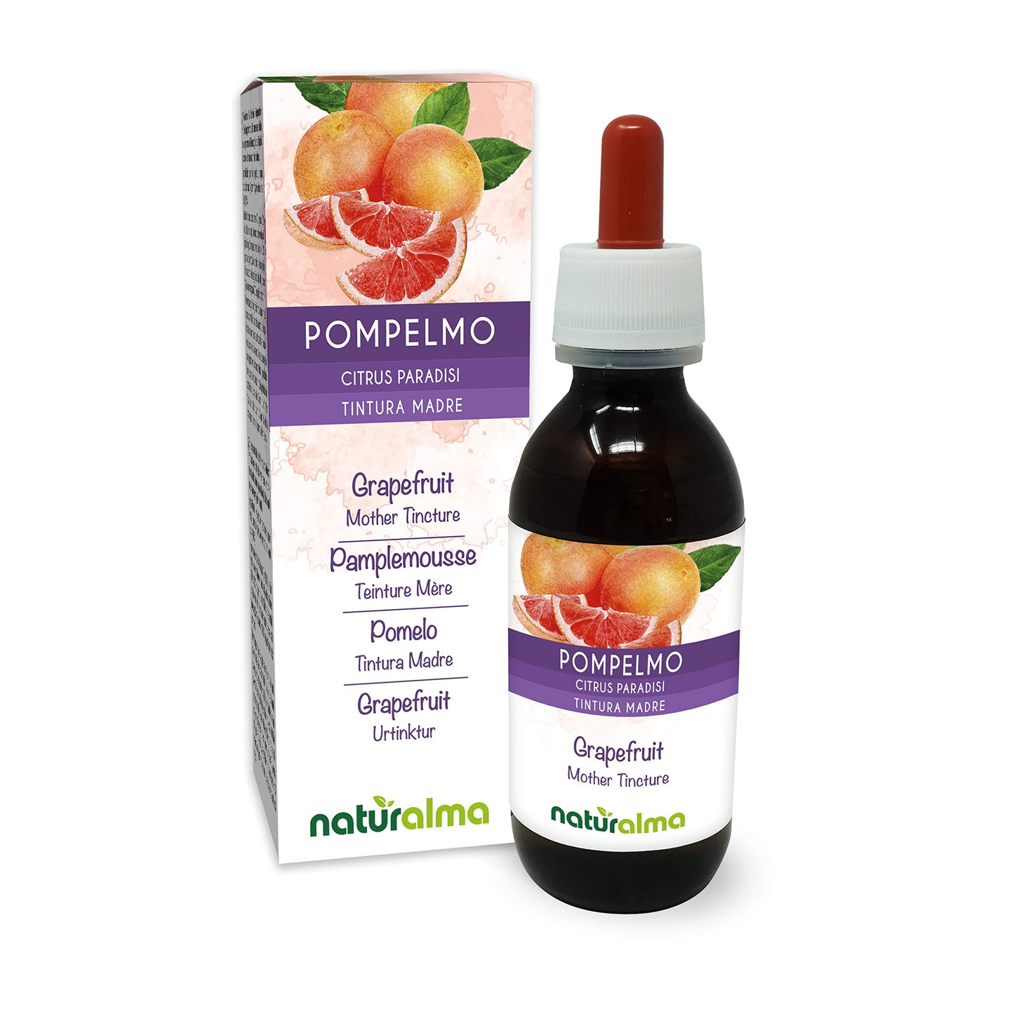 Grapefruit (Citrus paradisi) Seeds Alcohol-Free Mother Tincture Naturalma | Enriched with Vitamin C | Liquid Extract Drops 120 ml | Food Supplement | Vegan