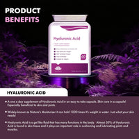 Hellenia Hyaluronic Acid Supplements 100mg Capsules | Supports Healthy Connective Tissue and Joints | Natural Moisturiser for Radiant Skin | 60 Hyaluronic Acid Capsules | Vegan Friendly - Made in the UK