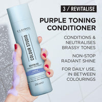 Clairol Professional Colour Studio | Step 3 Revitalise | Purple Toning Conditioner for Blonde Coloured Hair | Neutralises Brassiness | Non-stop shine | All hair types | Vegan | For Daily Use | 250ml