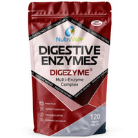 Digestive Enzymes | 120 Tablets | DigeZyme® | Contains Amylase, Lactase, Lipase, Protease & Cellulase | Digestion Support, Gut Health, Bloating & Discomfort Relief | Vegan | UK Made | by NutriVolv