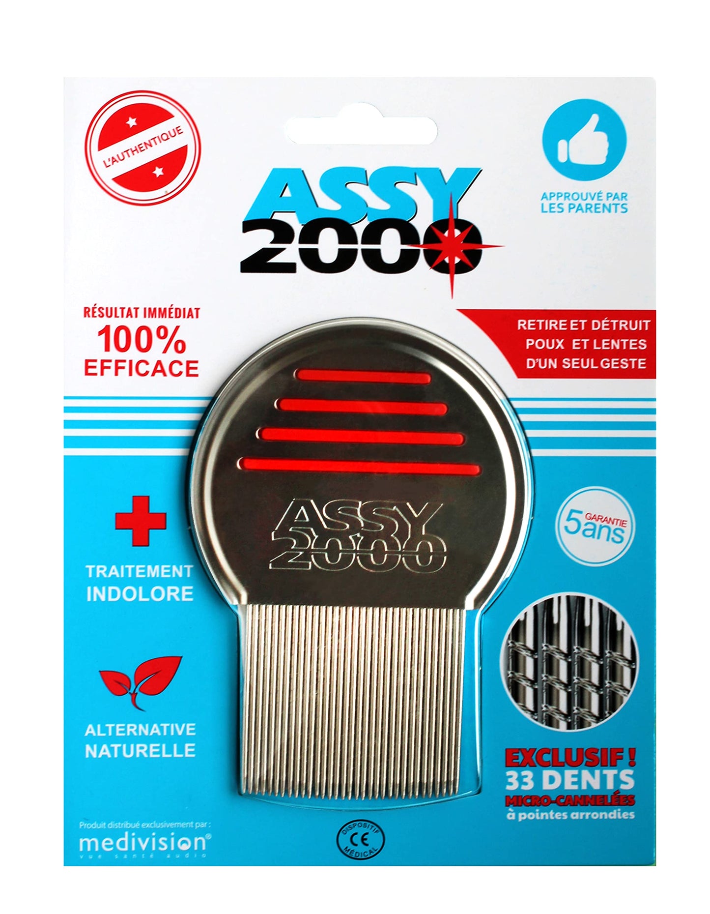 ASSY 2000 Peigne à Poux Métal (assorted colors )