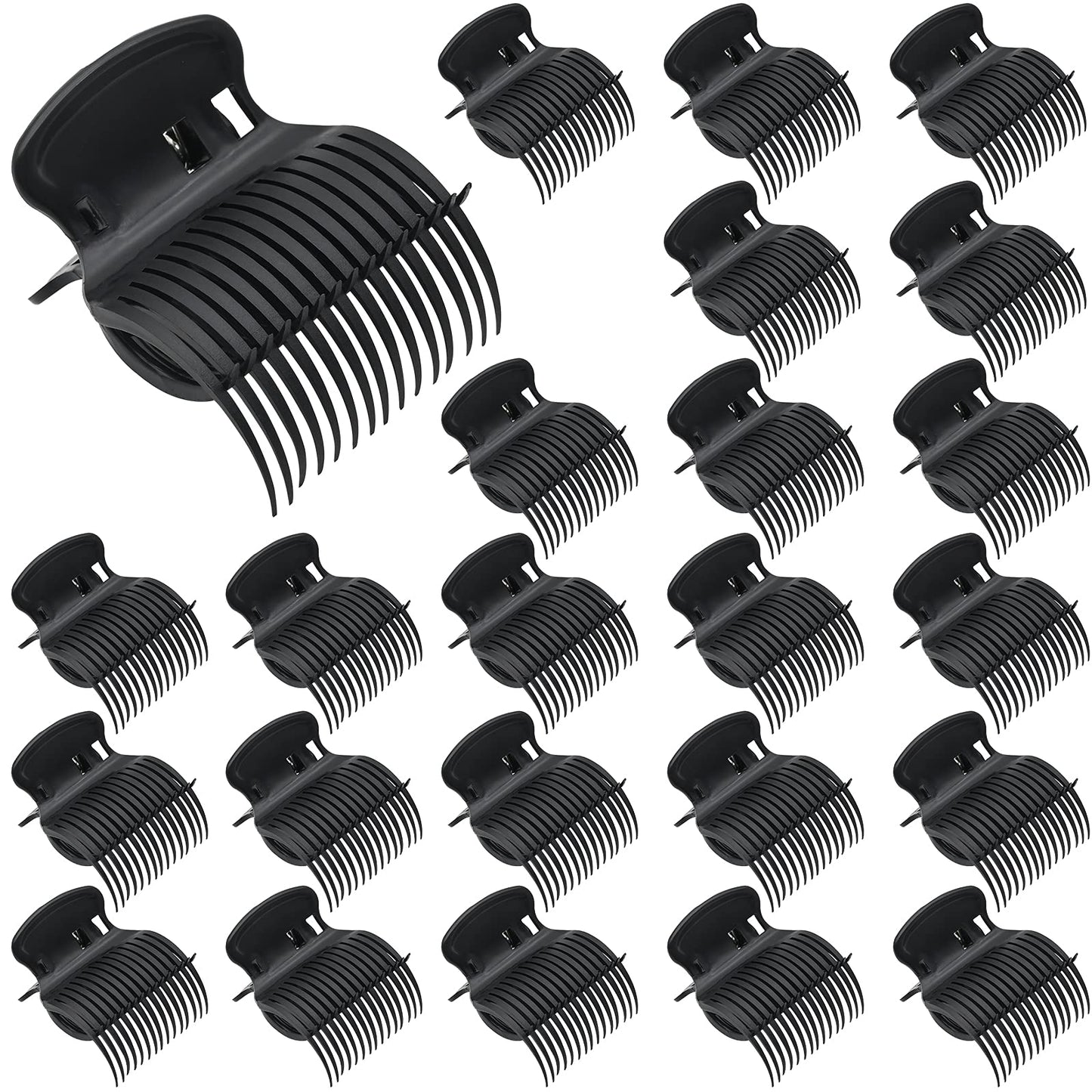 YancLife 24 Pack Hot Roller Clips, Hair Curler Claw Clips Replacement Roller Clips Safety & Heat Resistance Heated Roller Clips for Small, Medium, Large Girls Hair Section Styling (Black)