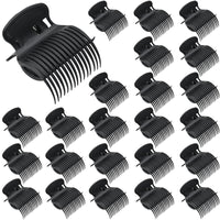 YancLife 24 Pack Hot Roller Clips, Hair Curler Claw Clips Replacement Roller Clips Safety & Heat Resistance Heated Roller Clips for Small, Medium, Large Girls Hair Section Styling (Black)