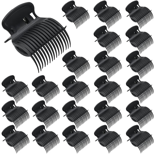 YancLife 24 Pack Hot Roller Clips, Hair Curler Claw Clips Replacement Roller Clips Safety & Heat Resistance Heated Roller Clips for Small, Medium, Large Girls Hair Section Styling (Black)
