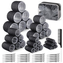BELICOO 60 PCS Hair Rollers with Clips, 5 Sizes(60/48/36/25/15mm) Hair Curlers Rollers with 28 Metal Clips, Perfect for Long Medium Short Thick Hair (Black)