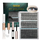 Lanciley Cluster Lashes Kit 320 PCS Individual Eyelashes 30D+40D+60D Eyelash Clusters Fluffy Lashes 11-20mm Eyelash Extension Kit Natural Lash Clusters Lash Clusters with Bond and Glue at Home-30D+40D+60D