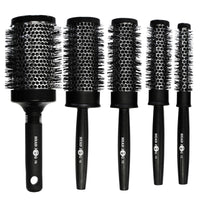 Head Jog Heat Retainer Hair Brush. Black & Silver Styling Round Hairbrush With Metal Barrel For Fast Drying. Round Vent Brush For Styling, Blow Drying, Straightening & Curling. (70mm)