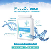 swiss bioenergetics MacuDefence 60 Capsules - Eye Vitamin & Mineral Supplement with Lutein, Zeaxanthin, Bilberry, Pine Bark and Essential Vitamins & Minerals Proven to Support Normal Eyes, Vision and Macular Health