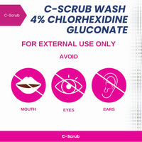 C-Scrub Wash Chlorhexidine 4% w/v | 250ml | Anti-Microbial Hand, Skin Cleanser | Pump Dispenser | Antibacterial Wash