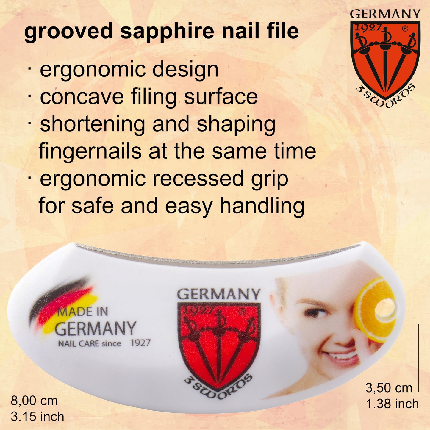 3 Swords Germany Brand Quality Round Sapphire Pocket Nail File, Carry-on Luggage - Made in Germany