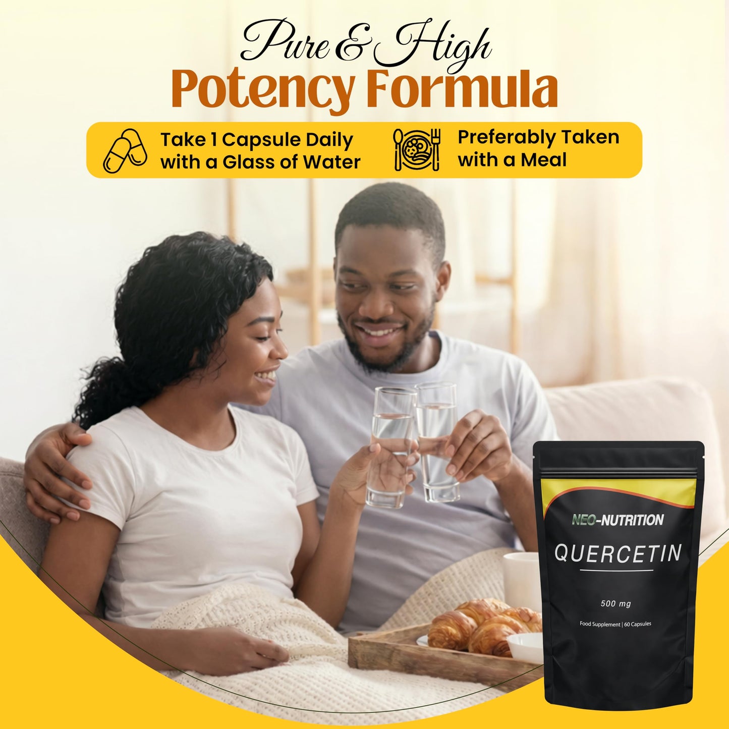 NEO-NUTRITION Pure Organic Quercetin - High Potency Quercetin Supplement for Antioxidant Support - Organic Quercitin Antioxidant Supplements for Immune Health & Energy Boost
