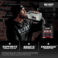 Beast Pharm Beast Big D Performance Formula with Creatine Monohydrate Powder and Patented Ingredients for Daily Strength, Stamina and Endurance by Eddie Hall, 30 Servings, Cranberry
