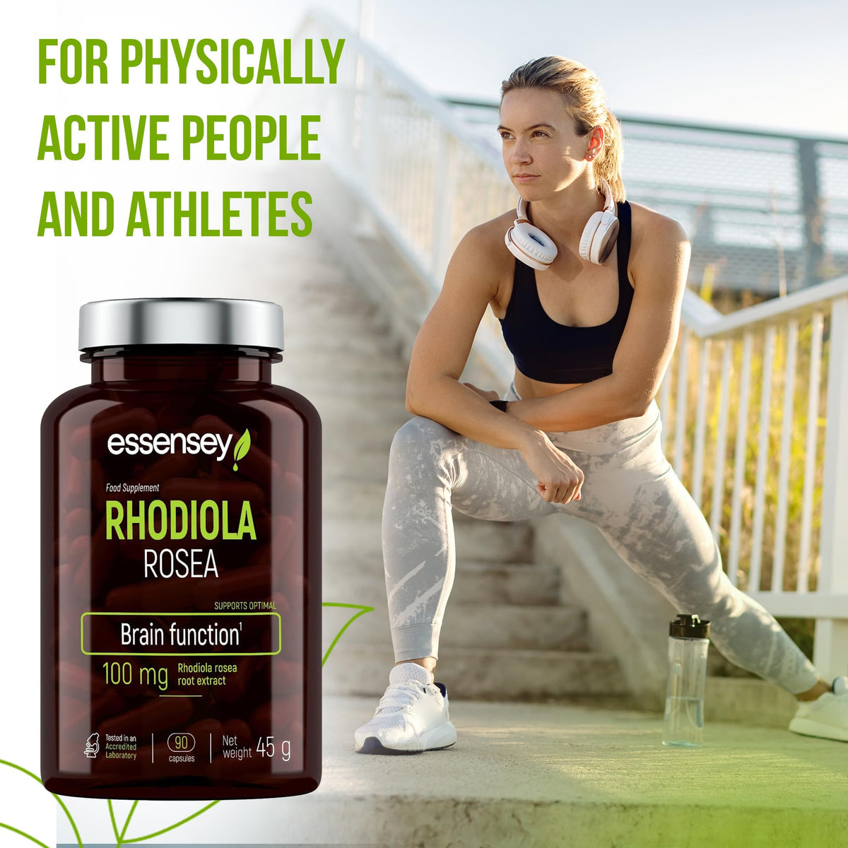 ESSENSEY Essensey Rhodiola Rosea Extract - 100mg - Enhancement of Cognitive Function and Circulatory Support | Optimal Brain and Gastrointestinal Function | Supplement | 90 Vegetarian Capsules