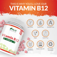 Vitamin B12 1000mcg - 400 High Strength Vegan Tablets - VIT B12 Methylcobalamin - 13 Month Supply - Contributes to The Reduction of Tiredness & Fatigue