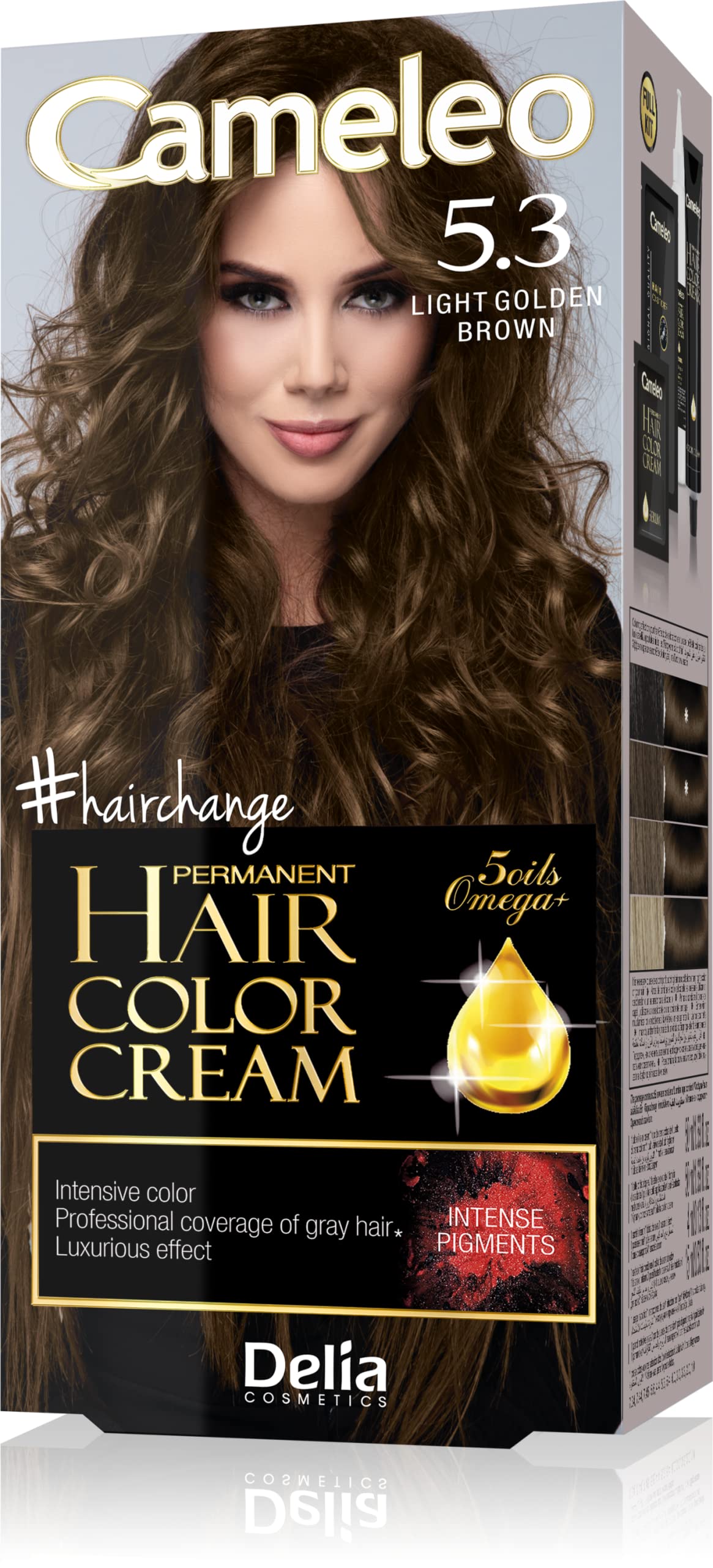 Cameleo - Permanent Hair Colour Cream - Light Golden Brown - Intensive Color & Protection - 5 Oils + Omega Plus Acids - Professional, Luxurious Hair Dye - Full Kit