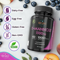 NGU Next Gen U D Mannose - 1500 mg - Health Food Supplement - 120 Vegan Caplets - Helps Support a Healthy Urinary Tract & Bladder - by NextGenU