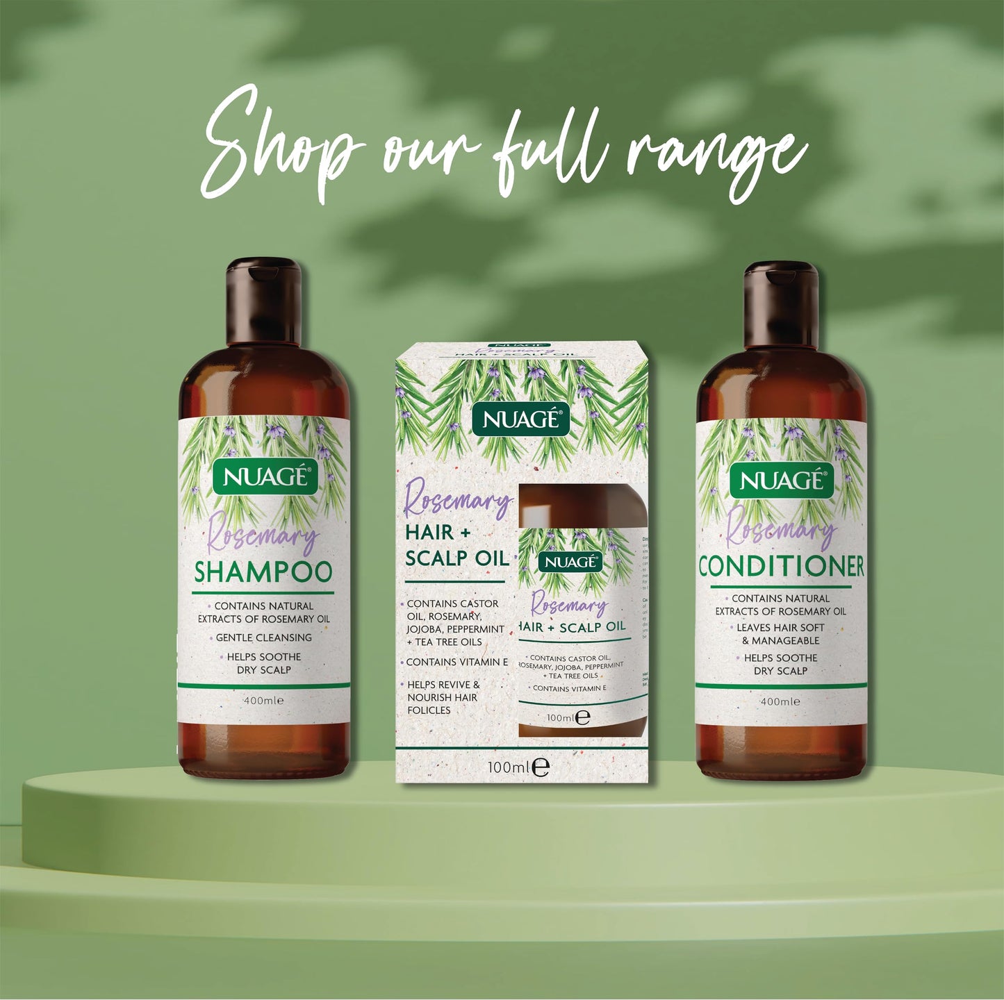 NUAGÉ Nuage Rosemary Hair and Scalp Oil with Vitamin E - Castor Oil, Rosemary, Jojoba, Peppermint & Tea Tree Oils | Helps Revive & Nourish Hair Folicles (100ml)