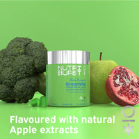 Nutriburst GreenVita - Super Greens Blend Gummies - Fruit + Veg + 100% Fruiting Bodies Mushrooms + 200 million Live Bacteria Cultures - Boosted with Vitamins - 1 Month Supply - Suitable for Vegans
