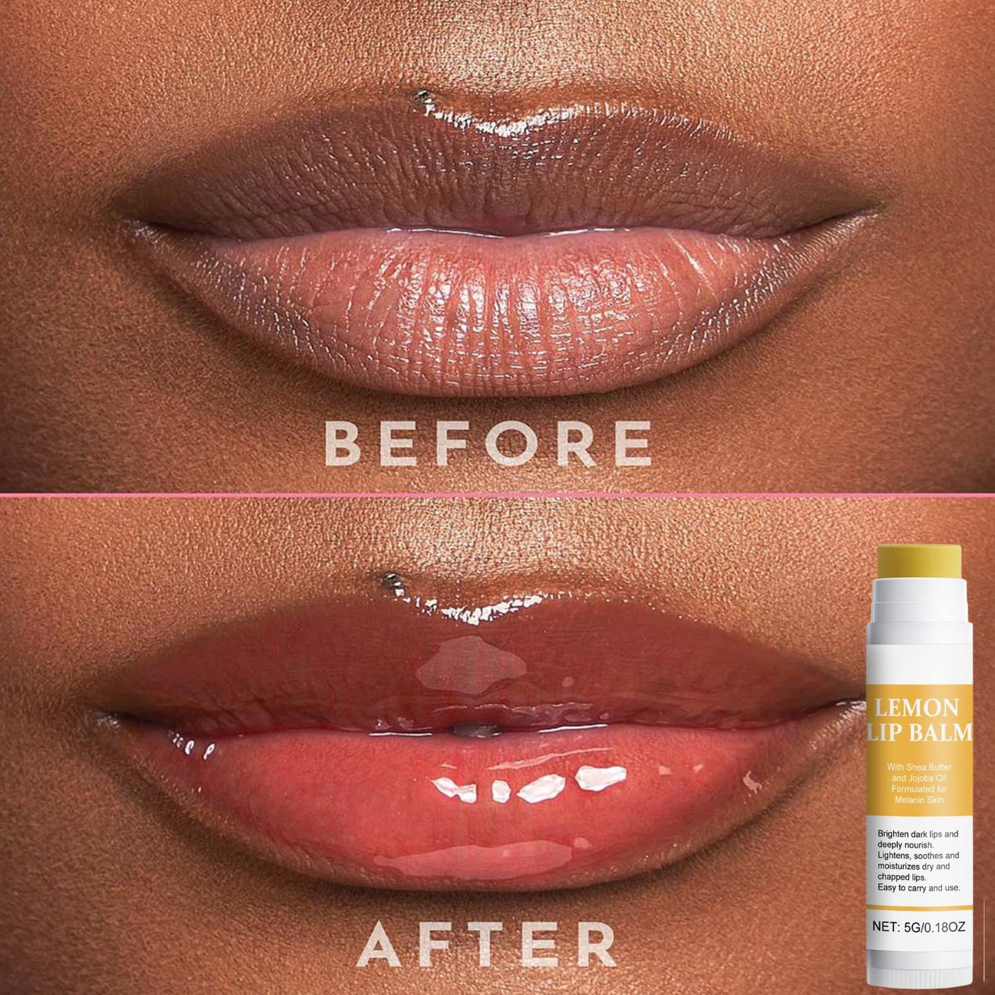 Lemon and Turmeric Lip Lightening Balm for Dark Lips, Effortlessly Hydrating & Brightening Lip Repair Balm, Lip Exfoliator Scrub for Softening & Moisturizing，Pigmentation Corrector