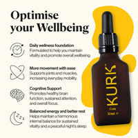 Kurk KURK Essential Liquid Turmeric Supplement, Turmeric Curcumin Drops, Oil for Advanced Everyday Wellness, Focus & Energy, 185x More Absorbable Than Powders, Plant-Based (Cola) (30ml)