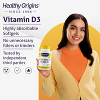 Healthy Origins, Vitamin D3, Softgels Each with 10,000 IU, 120 Softgels, Gluten-Free, Soy-Free