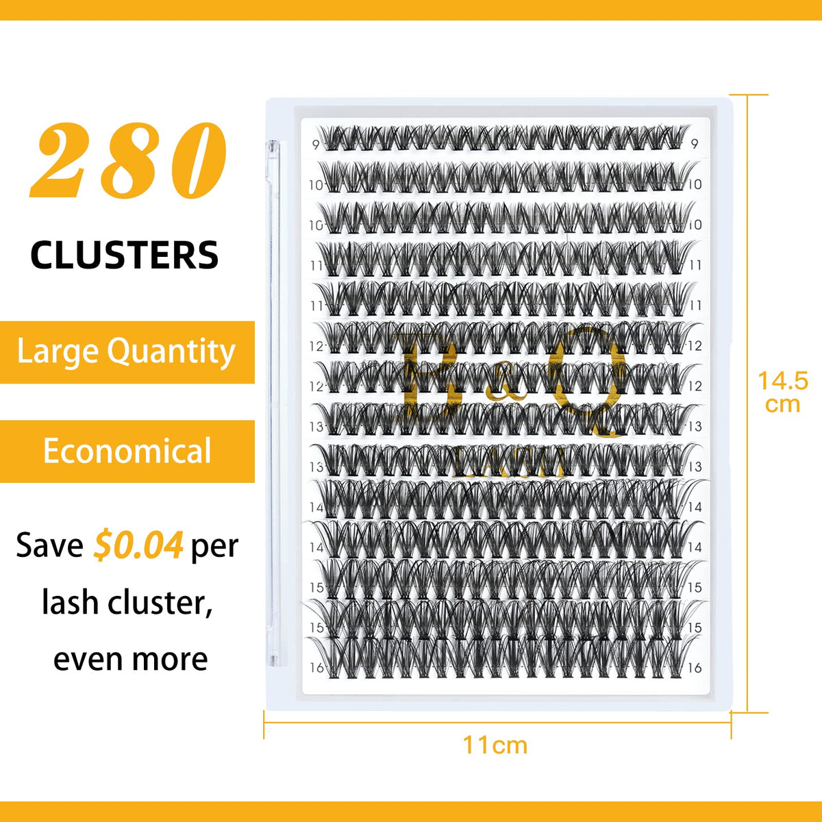 B&Qaugen 280Pcs Cluster Lashes D Curl 40D Mix 9-16mm Lashes Individual Cluster Eyelashes Individual Lash Clusters Extensions DIY Lash at Home (40D-0.07D-9-16mix)