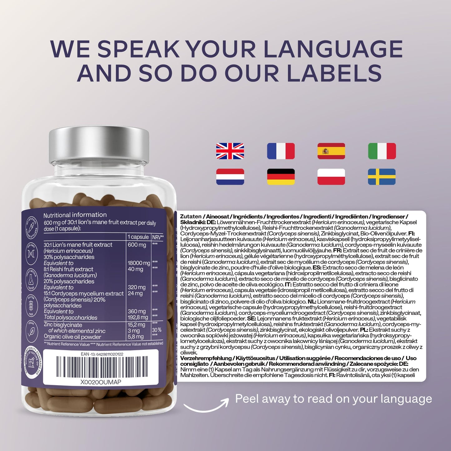 AAVALABS Lions Mane Supplement-18,000mg (30:1 Extract)+Zinc, Reishi & Cordyceps-3 Mushrooms Herbal supplements -Nootropic Complex Lion's Mane Mushroom Supplement-120 Lion's Mane Capsules(Not Lions Mane Powder)