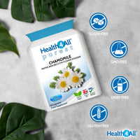 Health4All Chamomile 375mg, 60 Capsules 2 Months Supply, Purest Anxiety, Stress, Sleep and Digestive Health Supplement, Vegan Matricaria Recutita Flower Powder (not Extract) Capsules | Made in UK