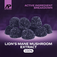 AP Nutrition Lions Mane Gummies - 1000mg Lions Mane Mushroom Gummies - Delicious Mixed Berry Flavour Mushroom Supplement (60 Vegan Gummies)